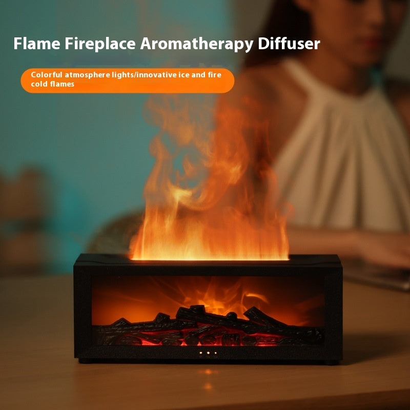 Flame Aromatherapy Diffuser – 3D Fireplace & Humidifier