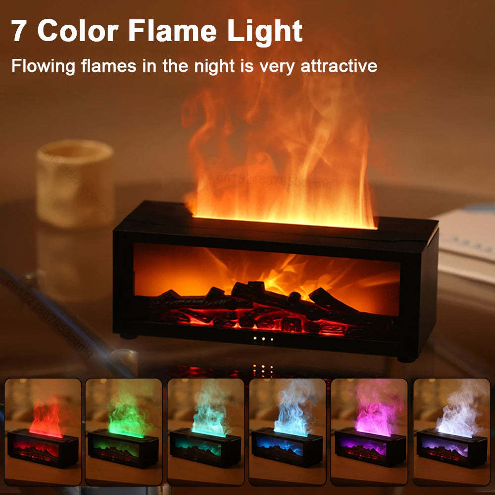 Flame Aromatherapy Diffuser – 3D Fireplace & Humidifier