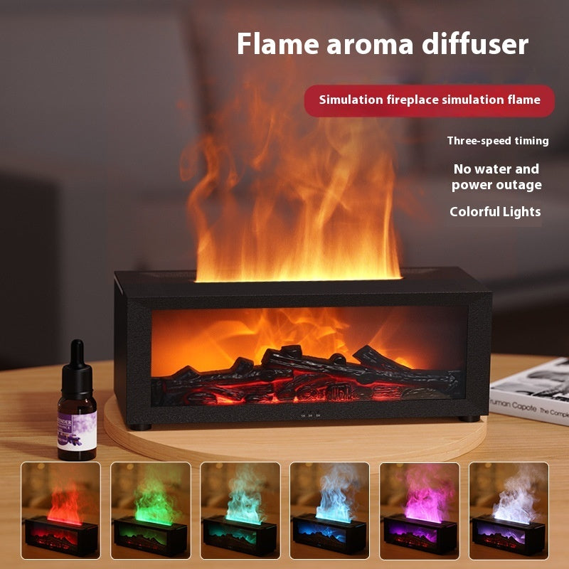 Flame Aromatherapy Diffuser – 3D Fireplace & Humidifier
