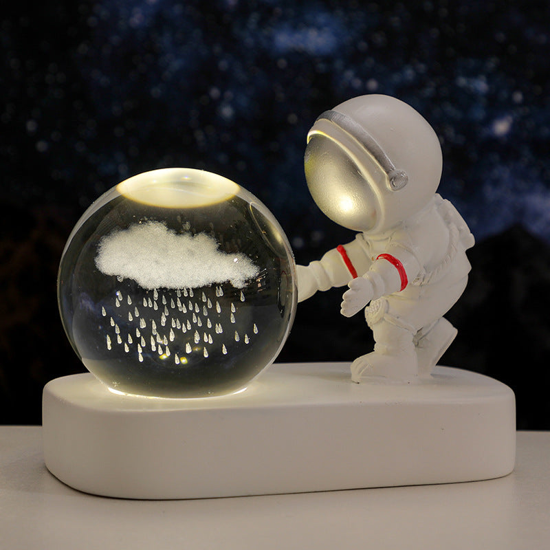 Galaxy Astronaut Crystal Ball Night Light – USB Bedside Lamp