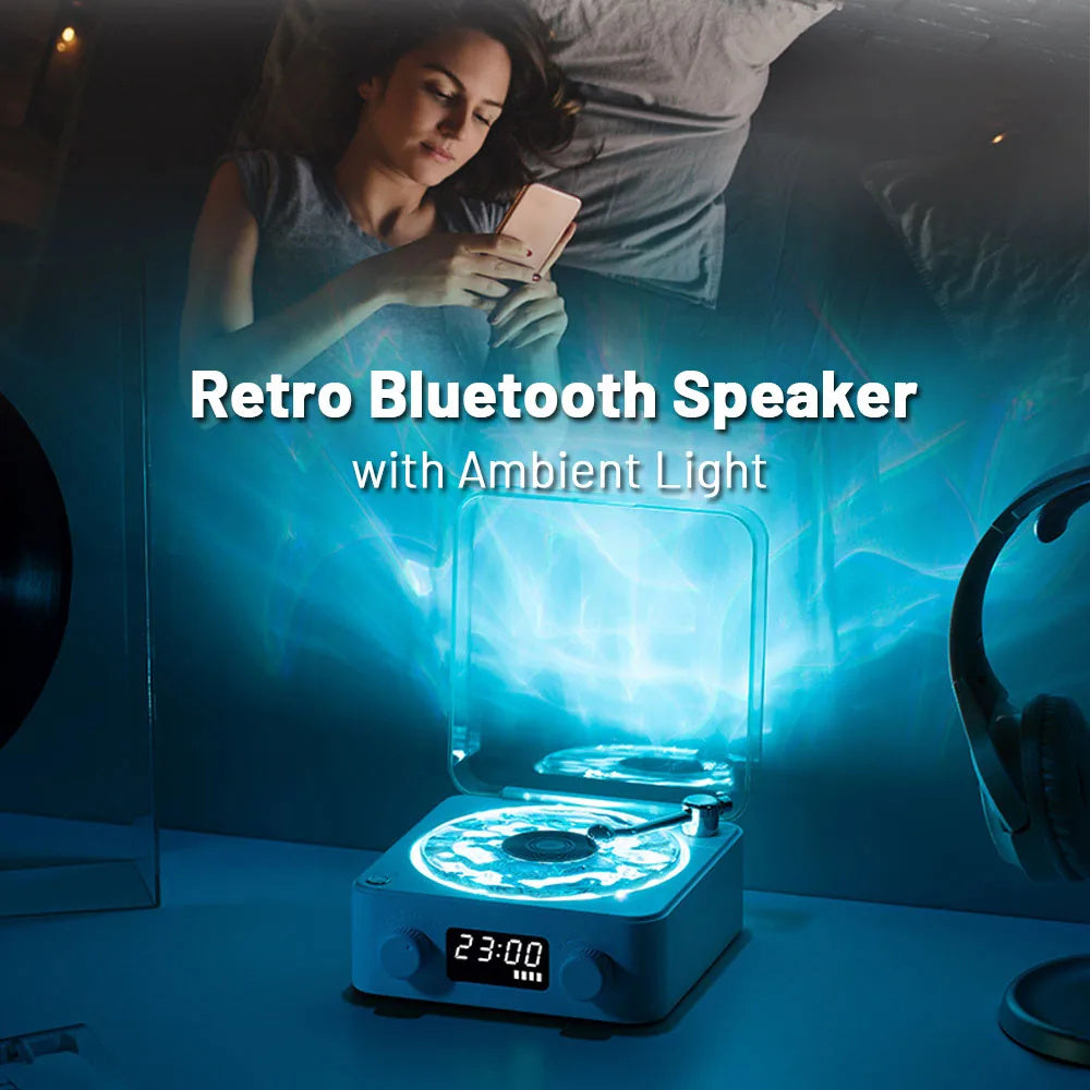 Retro Turntable Bluetooth Speaker – Vinyl Player with RGB Light