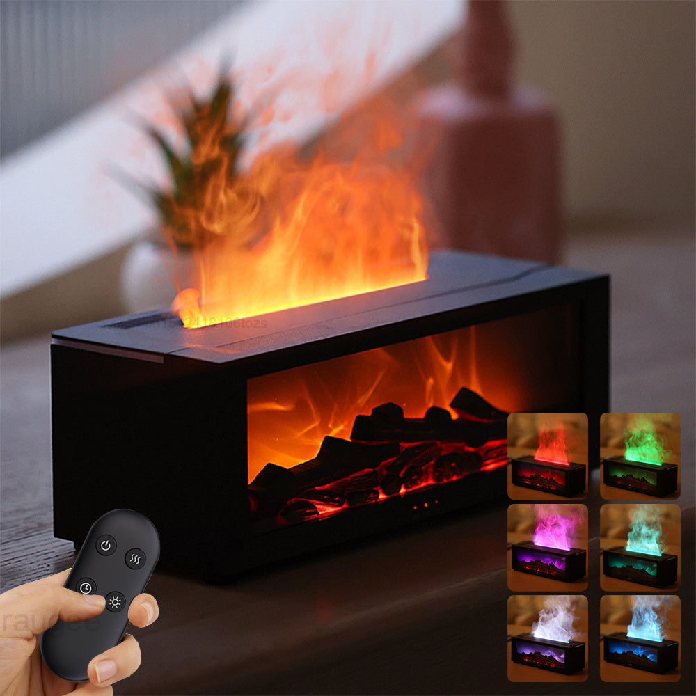 Flame Aromatherapy Diffuser – 3D Fireplace & Humidifier