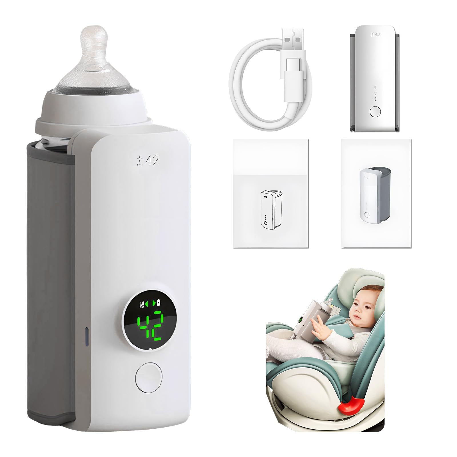 Portable Baby Bottle Warmer – USB Rechargeable & Constant Temperature
