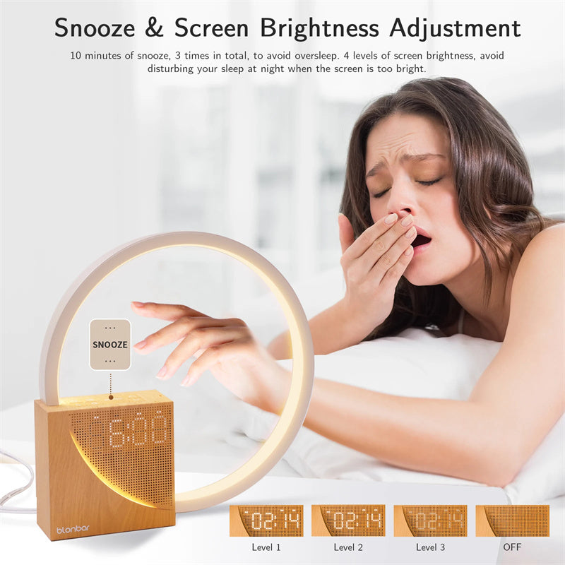 Touch Bedside Lamp – Alarm Clock & Natural Sounds, 3 Brightness Levels