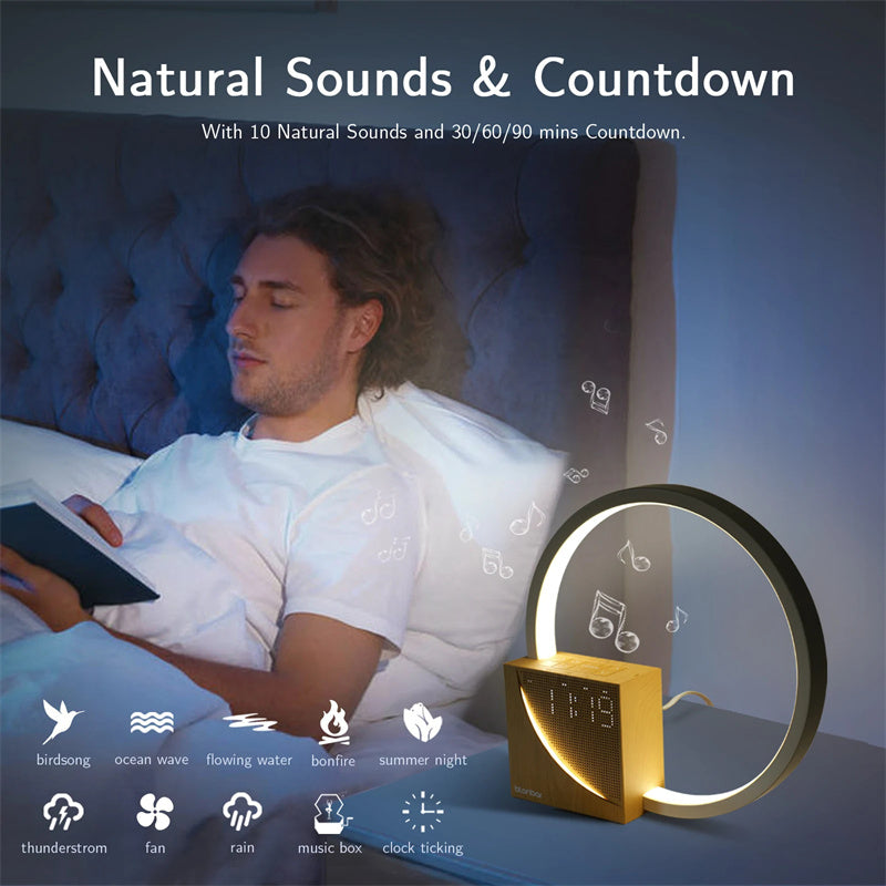 Touch Bedside Lamp – Alarm Clock & Natural Sounds, 3 Brightness Levels