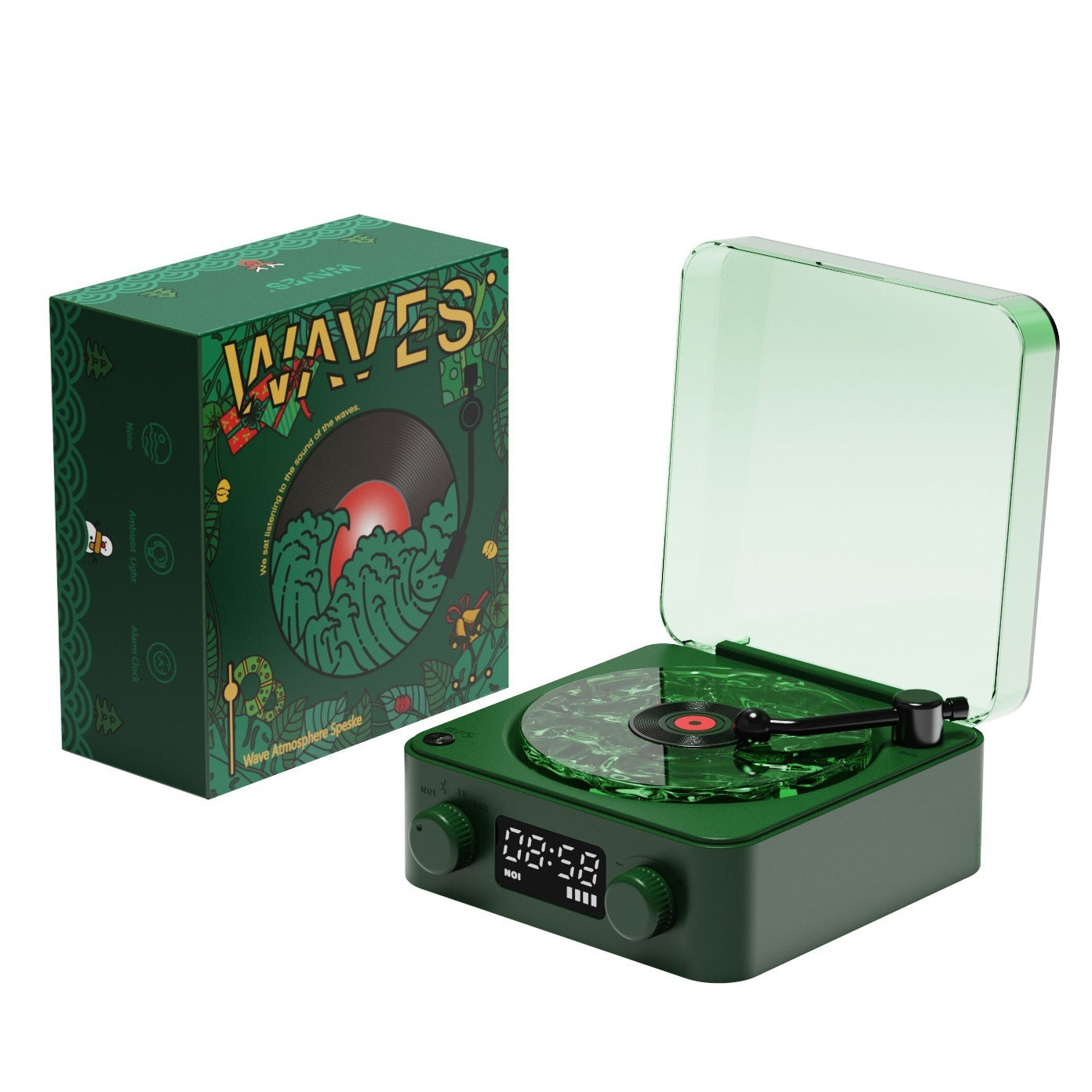 Retro Turntable Bluetooth Speaker – Vinyl Player with RGB Light