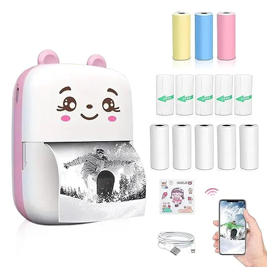 Bluetooth Mini Thermal Printer for Students – Portable, Inkless, Wireless Printing for Android & iOS