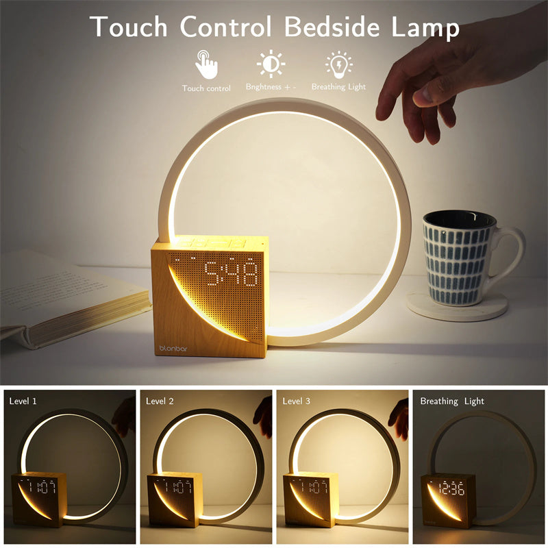 Touch Bedside Lamp – Alarm Clock & Natural Sounds, 3 Brightness Levels